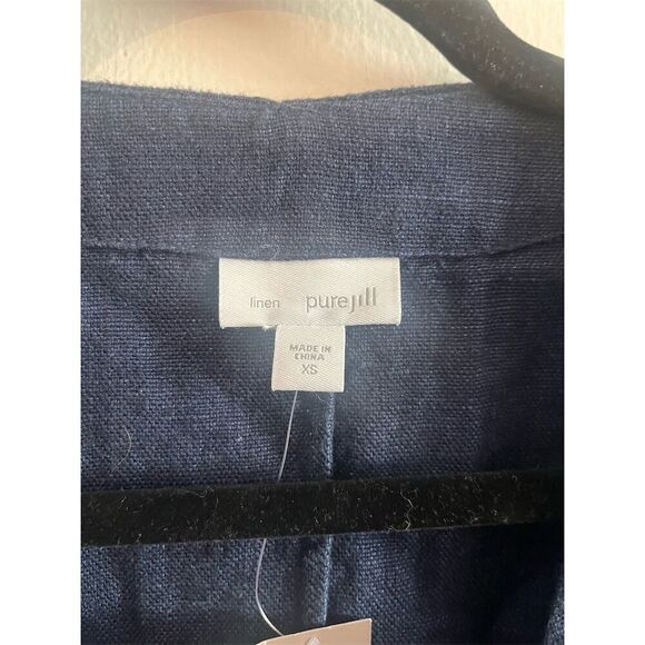 J. Jill XS Blue Linen Open Front Blazer Jacket NWT - Picture 4 of 10